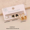 Wholesale Stainless Steel Women's Fashion Earrings With Geometric Square Heart Flower And Drop Shapes Set With Diamonds