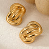 Wholesale Stainless Steel Women's Fashion Geometric Wave Electroplated Earrings