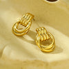 Wholesale Stainless Steel Women's Fashion Geometric Wave Electroplated Earrings