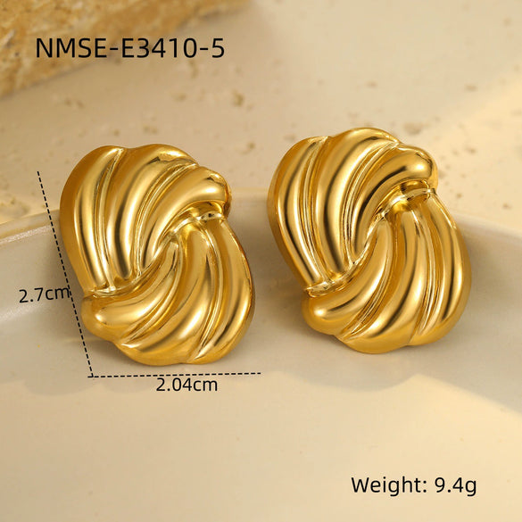 Wholesale Stainless Steel Women's Fashion Geometric Wave Electroplated Earrings