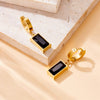 Wholesale Stainless Steel Women's Fashion Retro Black Gemstone Square Geometric Pendant Earrings With Electroplating