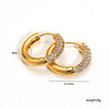 Wholesale Stainless Steel Women's Geometric Diamond Earrings Plated With Gold