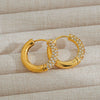 Wholesale Stainless Steel Women's Geometric Diamond Earrings Plated With Gold