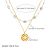 Wholesale Stainless Steel Women's Geometric Double Layer Stacked Inlaid Pearl Necklace With Electroplating