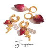 Wholesale Stainless Steel Women's Geometric Dried Flower Bud Earrings With Electroplating Design