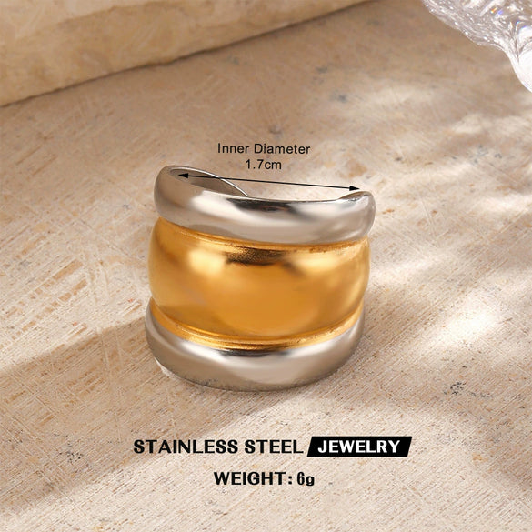 Wholesale Stainless Steel Women's Geometric Love Wings Ring With Electroplating And Hip Hop Style