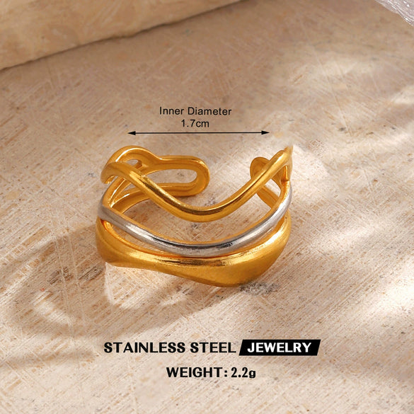 Wholesale Stainless Steel Women's Geometric Love Wings Ring With Electroplating And Hip Hop Style