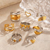 Wholesale Stainless Steel Women's Geometric Love Wings Ring With Electroplating And Hip Hop Style