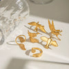 Wholesale Stainless Steel Women's Geometric Open Ring With Wings And Bird Design Electroplated