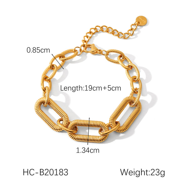 Wholesale Stainless Steel Women's Geometric Oval Chain Stitching Electroplated Bracelet