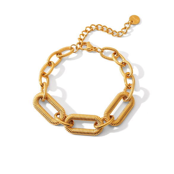 Wholesale Stainless Steel Women's Geometric Oval Chain Stitching Electroplated Bracelet
