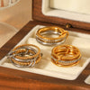Wholesale Stainless Steel Women's Geometric Ring Set With Diamonds And 18K Goldplated