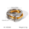 Wholesale Stainless Steel Women's Geometric Ring Set With Diamonds And 18K Goldplated