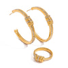 Wholesale Stainless Steel Women's Geometric Style Cshaped Earrings With Flower Texture And Electroplating Design