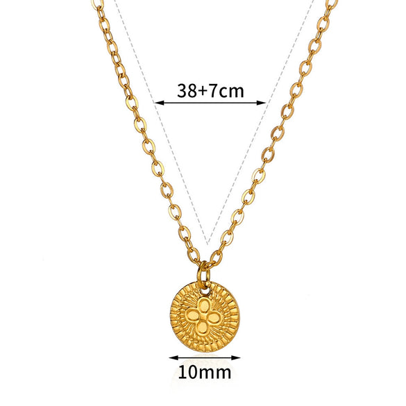 Wholesale Stainless Steel Women's Heart Shaped Geometric Pendant Necklace With 18K Plating