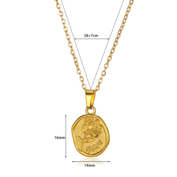 Wholesale Stainless Steel Women's Heart Shaped Geometric Pendant Necklace With 18K Plating