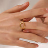 Wholesale Stainless Steel Women's Ins Style Geometric Opening Adjustable 18K Goldplated Ring