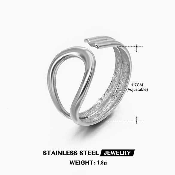 Wholesale Stainless Steel Women's Ins Style Geometric Opening Adjustable 18K Goldplated Ring