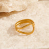 Wholesale Stainless Steel Women's Ins Style Geometric Opening Adjustable 18K Goldplated Ring