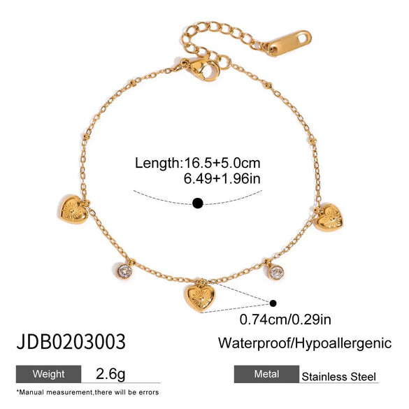 Wholesale Stainless Steel Women's Love Zircon Bracelet With Geometric Pattern And Electroplating