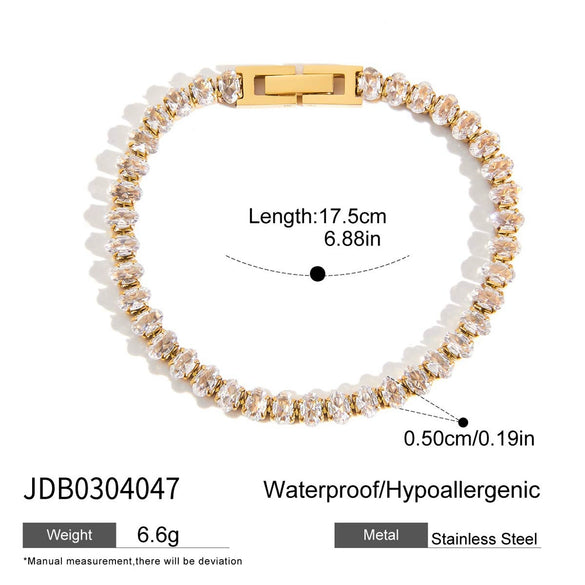 Wholesale Stainless Steel Women's Love Zircon Bracelet With Geometric Pattern And Electroplating