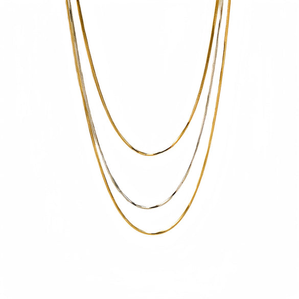 Wholesale Stainless Steel Women's Minimalist Geometric 18K Gold Plated Snake Bone Chain Necklace With Pendant