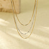 Wholesale Stainless Steel Women's Minimalist Geometric 18K Gold Plated Snake Bone Chain Necklace With Pendant
