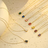 Wholesale Stainless Steel Women's Necklace With Square Zircon Pendant Electroplated Fashion Style