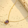 Wholesale Stainless Steel Women's Necklace With Square Zircon Pendant Electroplated Fashion Style