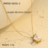Wholesale Stainless Steel Women's Necklace With Square Zircon Pendant Electroplated Fashion Style