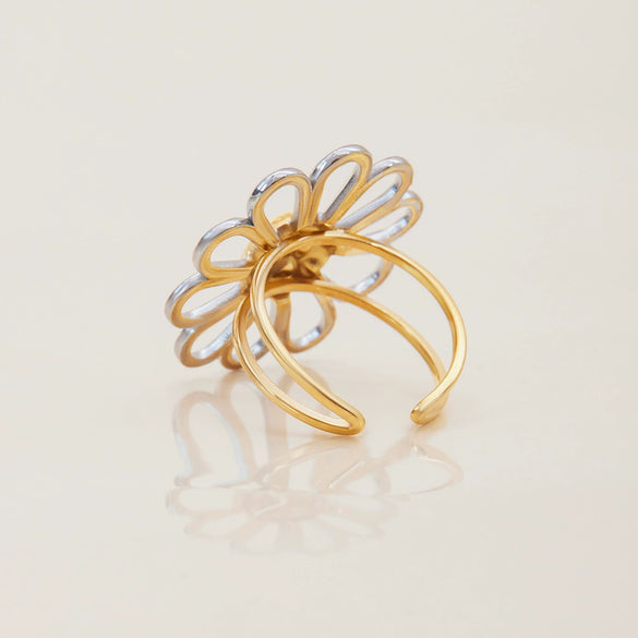 Wholesale Stainless Steel Women's Ring With Geometric Pattern Color Matching Flower Design And Electroplating