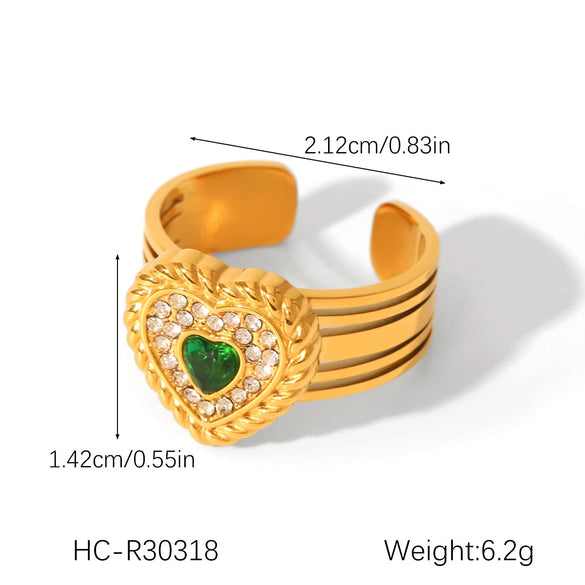 Wholesale Stainless Steel Women's Ring With Geometric Pattern Heart And Sixpointed Star Shape Inlaid Zirconia