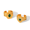 Wholesale Stainless Steel Women's Ring With Geometric Pattern Heart And Sixpointed Star Shape Inlaid Zirconia