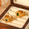 Wholesale Stainless Steel Women's Ring With Geometric Pattern Heart And Sixpointed Star Shape Inlaid Zirconia