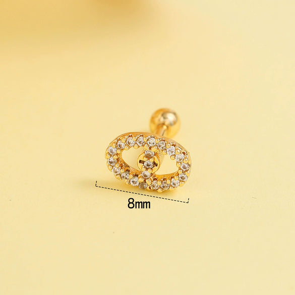 Wholesale Stainless Steel Women's Simple Geometric And Flower Pattern Electroplated Butterfly Earrings For Cartilage Piercing