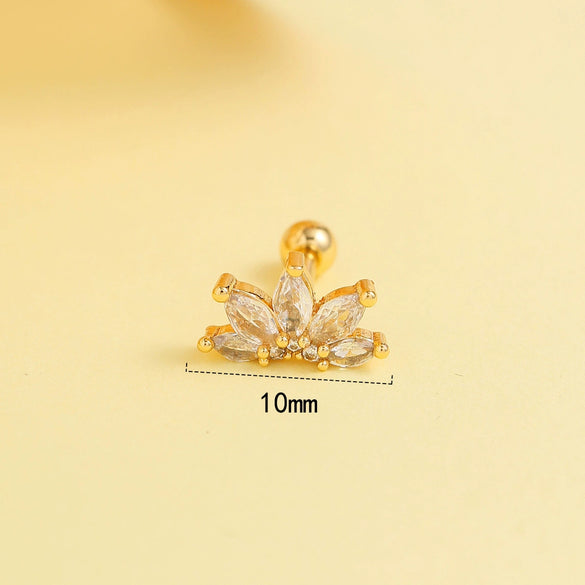 Wholesale Stainless Steel Women's Simple Geometric And Flower Pattern Electroplated Butterfly Earrings For Cartilage Piercing