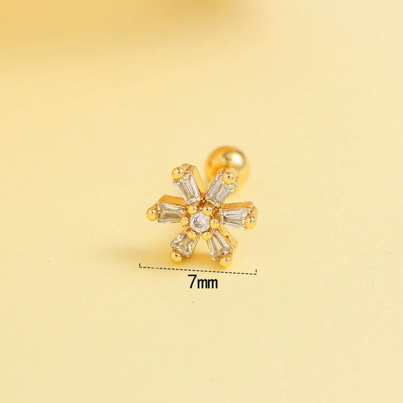 Wholesale Stainless Steel Women's Simple Geometric And Flower Pattern Electroplated Butterfly Earrings For Cartilage Piercing
