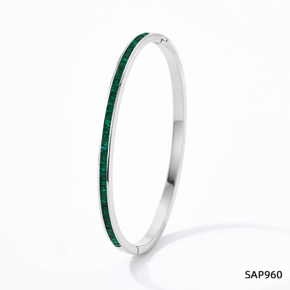 Wholesale Stainless Steel Women's Sweet Fresh Non Fading Narrow Half Ring Full Diamond Buckle Electroplated Bracelet