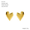 Wholesale 316L Stainless Steel Women's Three Dimensional Heart Shaped Electroplated Earrings
