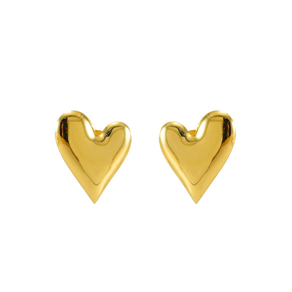 Wholesale 316L Stainless Steel Women's Three Dimensional Heart Shaped Electroplated Earrings