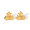 Wholesale Stainless Steel Women's Three Flower Earrings With Geometric Pattern Electroplated Design