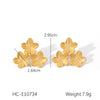 Wholesale Stainless Steel Women's Three Flower Earrings With Geometric Pattern Electroplated Design