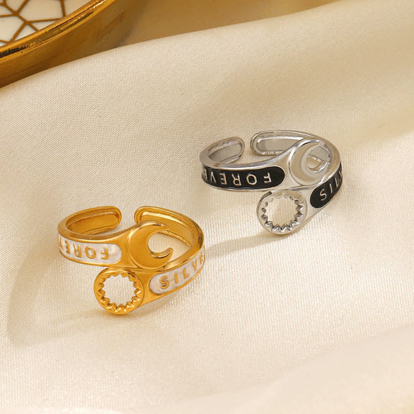Wholesale Stainless Steel Wrench Ring Women's Retro Style 18K Gold Plated