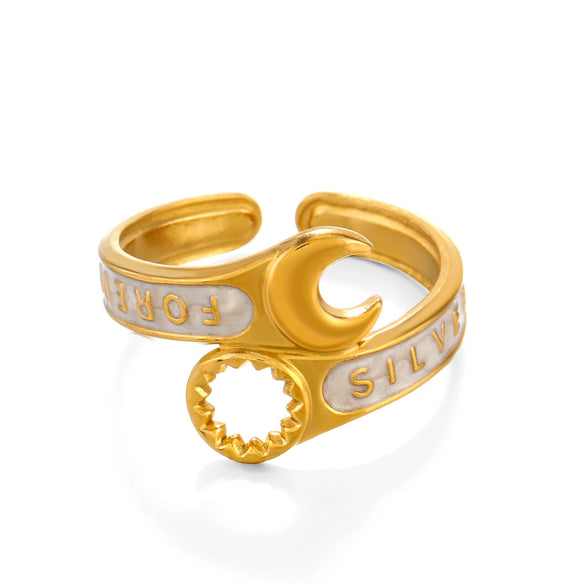 Wholesale Stainless Steel Wrench Ring Women's Retro Style 18K Gold Plated
