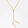 Wholesale Stainless Steel Y Shaped Rectangular Pendant Necklace With Long Vacuum Plating For Women Geometric Style