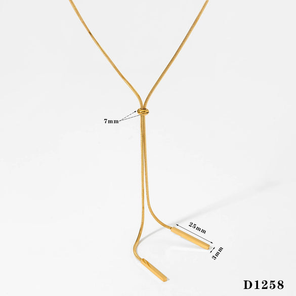 Wholesale Stainless Steel Y Shaped Rectangular Pendant Necklace With Long Vacuum Plating For Women Geometric Style