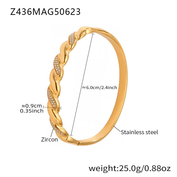 Wholesale Stainless Steel Zircon Bracelet Fashion Ol Style With Electroplating