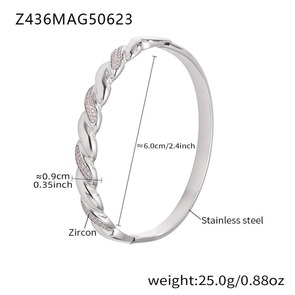 Wholesale Stainless Steel Zircon Bracelet Fashion Ol Style With Electroplating