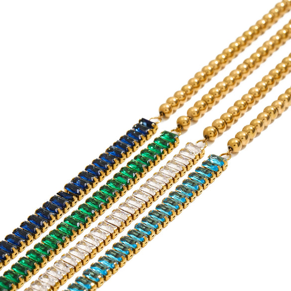 Wholesale Stainless Steel Zircon Bracelet Stacked To Wear Light Luxury High End Jewelry For Women With Geometric Style And Electroplating Treatment