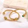 Wholesale Stainless Steel Zircon Bracelet With Rebar Pattern For Female 18K Vacuum Plated Electroplated Design Bulb Opening Geometric Style
